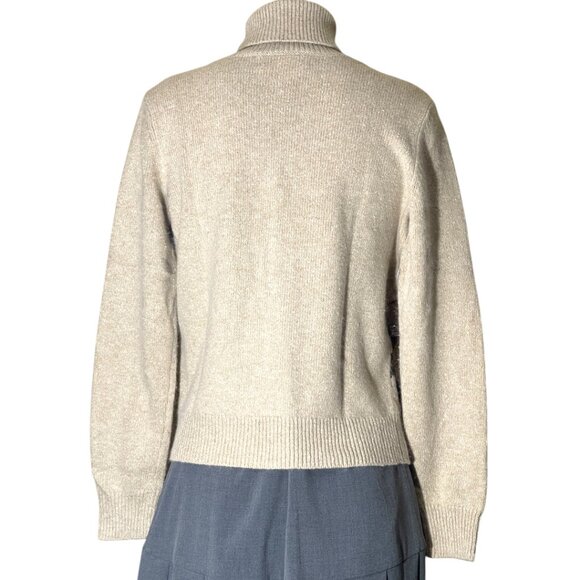 Vintage Evan Picone Tan & Brown Angora Blend Argyle Turtleneck Sweater Top Sz M - Picture 6 of 8
